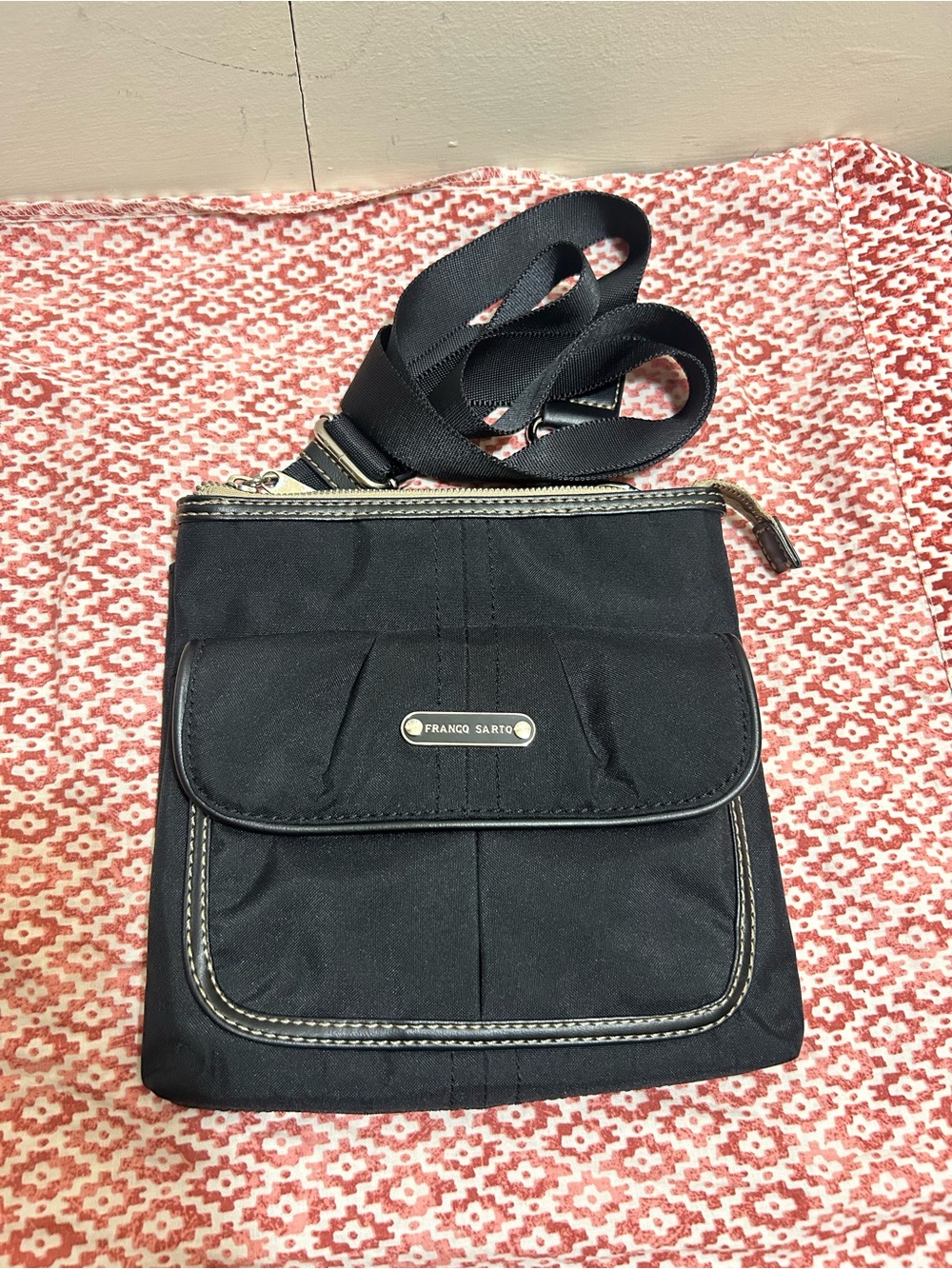 Franco Sarto black Nylon crossbody purse 8×8 “Zip Bag NWOT